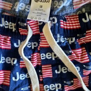 Jeep Navy and Red Flag Print Pajama Pants